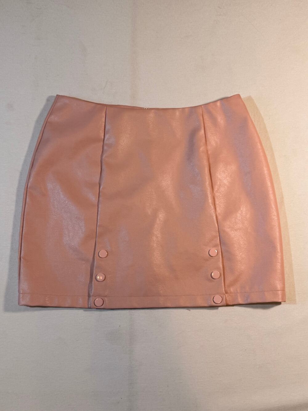 PrettyLittleThing Faux Leather Mini Skirt Dusty Pink Size 8 EUC
